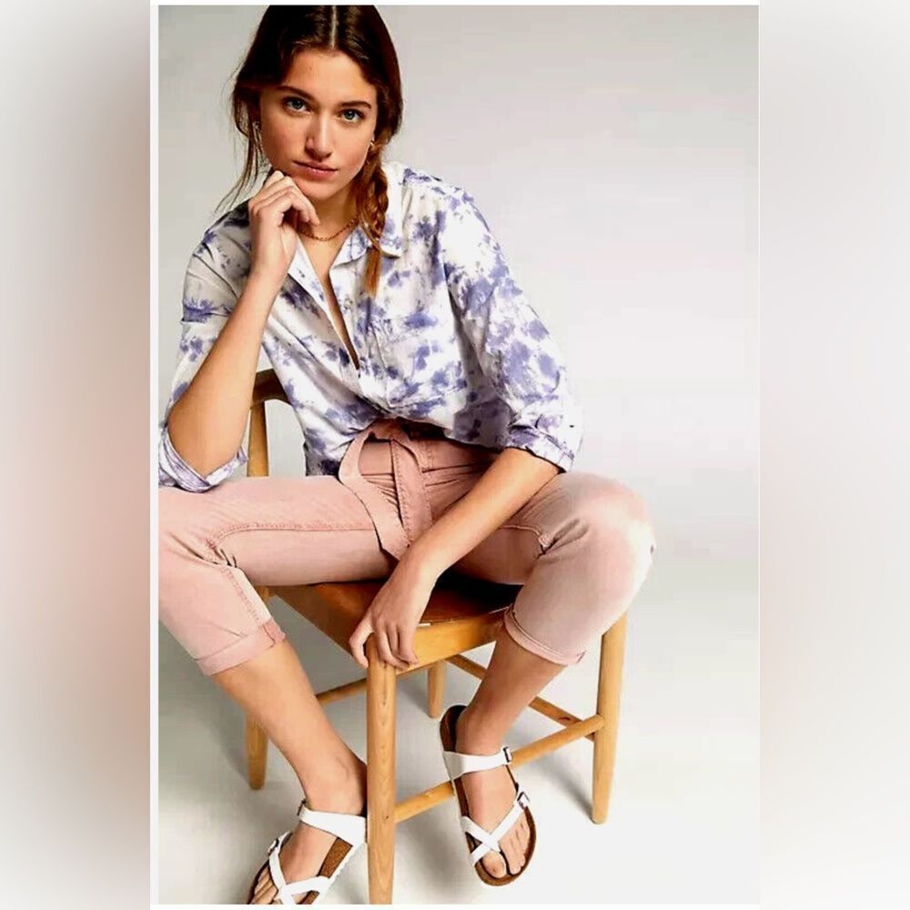 Pilcro Anthropologie Cate Blue Tie-Dye Shirt Classic Buttondown